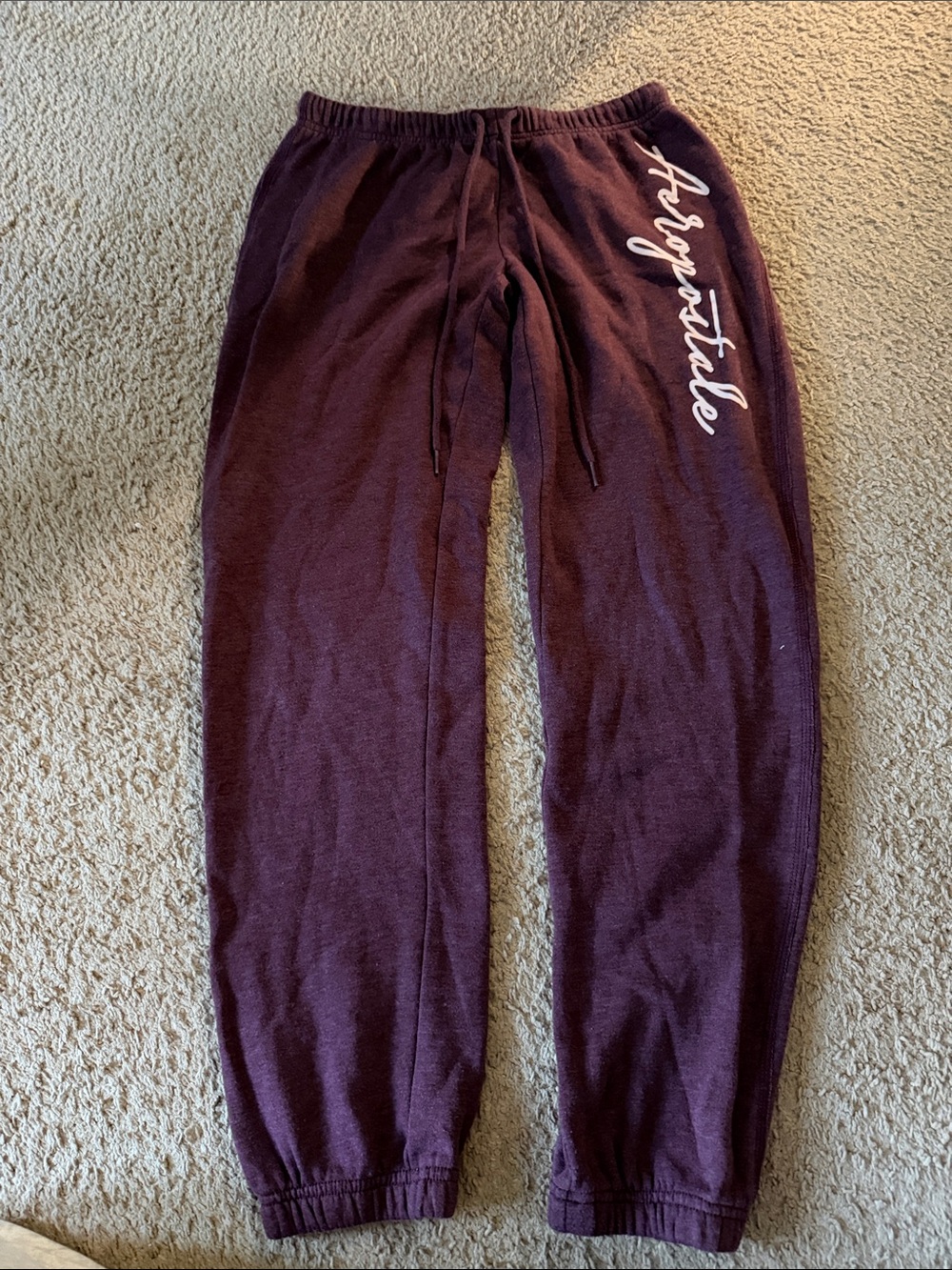 Aeropostale Kids Burgundy Drawstring Sweatpants with Script Logo